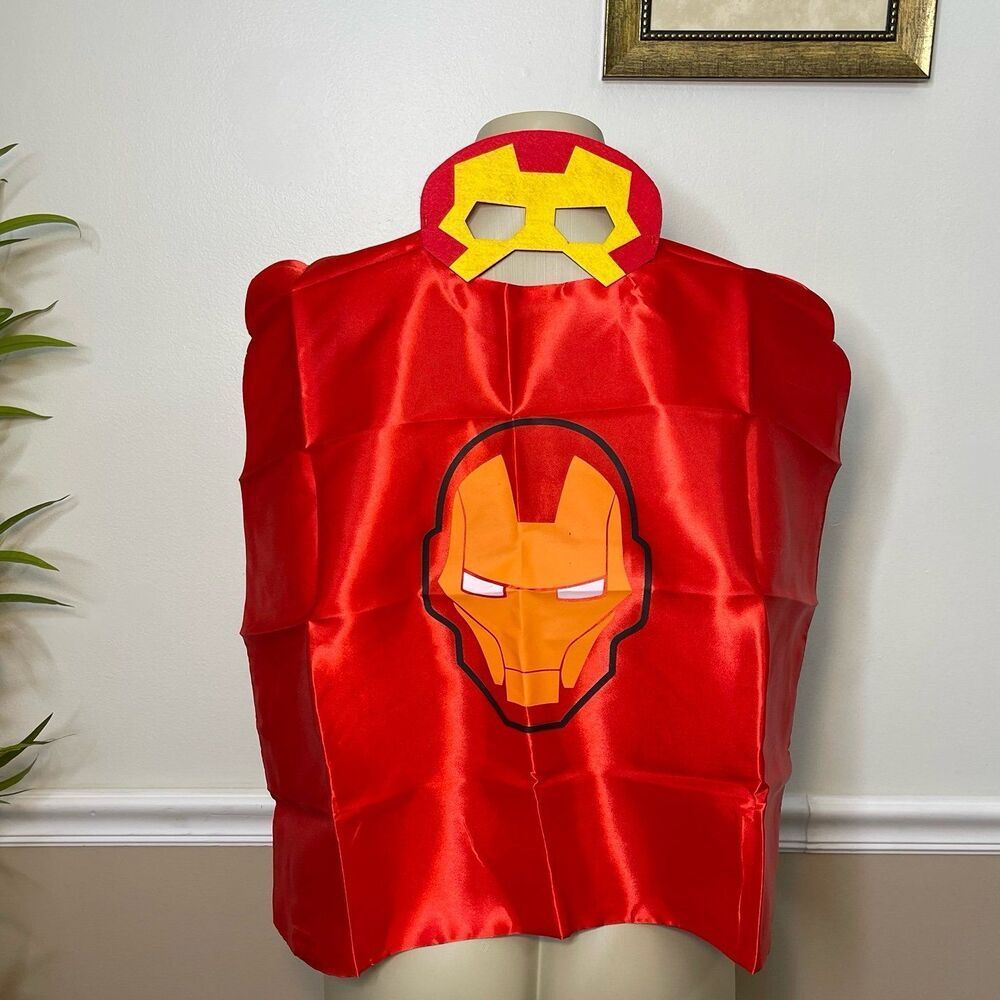 Disguise Iron-Man Boy's Double-Sided Superhero Cape & Masks Costume 3 PCS. Set